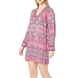 La Blanca Pink Diamond Southwest Print Long Sleeve Swim Coverup
